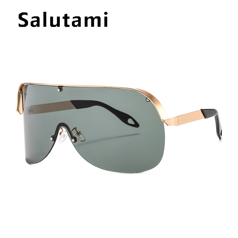 

Half Frame One Piece Oversized Sunglasses For Women Men 2020 New Brand Rivet Gradient Windproof Sun Glasses Female Shield Shades