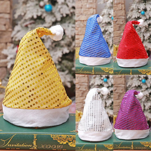 

New Sequin Kids Adults Christmas Hat Flicker Hat Festival Xmas Party Costume Xmas Santa Claus Accessory Christmas Hats