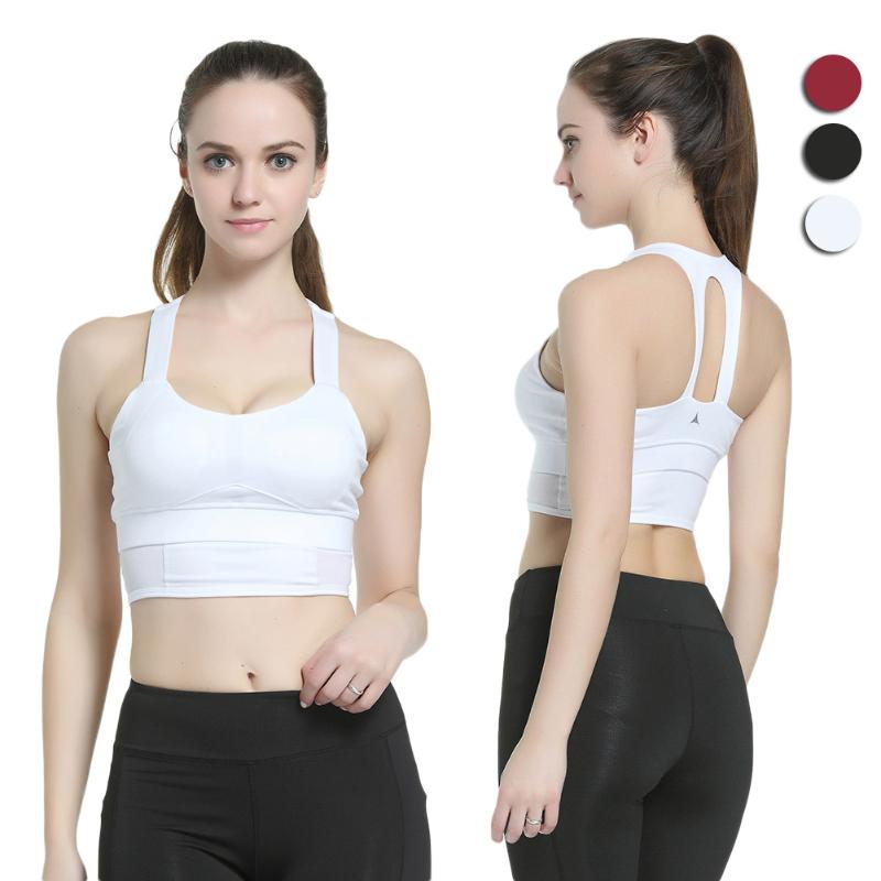 

Women Yoga Sports Bras High Impact Fitness Workout Gym Removable Pad Activewear Bra ED-shipping, White