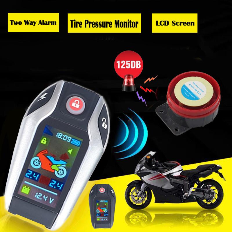 

LCD Screen Motorcycle Alarm Auto Lock/Unlock Security System Two Way Anti-theft Alarm Tire Pressure Monitor Keyless Engine Start