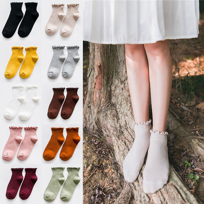 

Fashion Women Socks Cute Solid Color Ankle High Casual Warm Breathable Socks ALS88, Pink