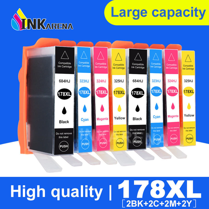 

INKARENA 2 Set Ink Cartridge Replacement for 178 XL 178XL Photosmart 5510 5515 6510 6512 7510 7515 B109a B109n B110a Printer