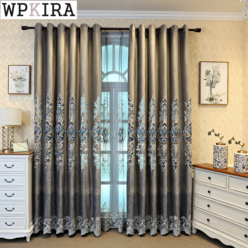 

Europe Noble Luxury Curtain for Living Room Delicate Embroidery Floral Grey Curtain for Bedroom Sheer Drape Window S494#40, Stripe tulle