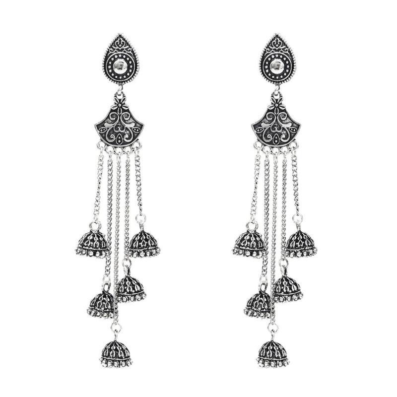 

Women Dangle Earrings Jewelry Jhumka Tribal Long Tassel Bells Afghan Earring Ethnic Gypsy Pakistani Nepal
