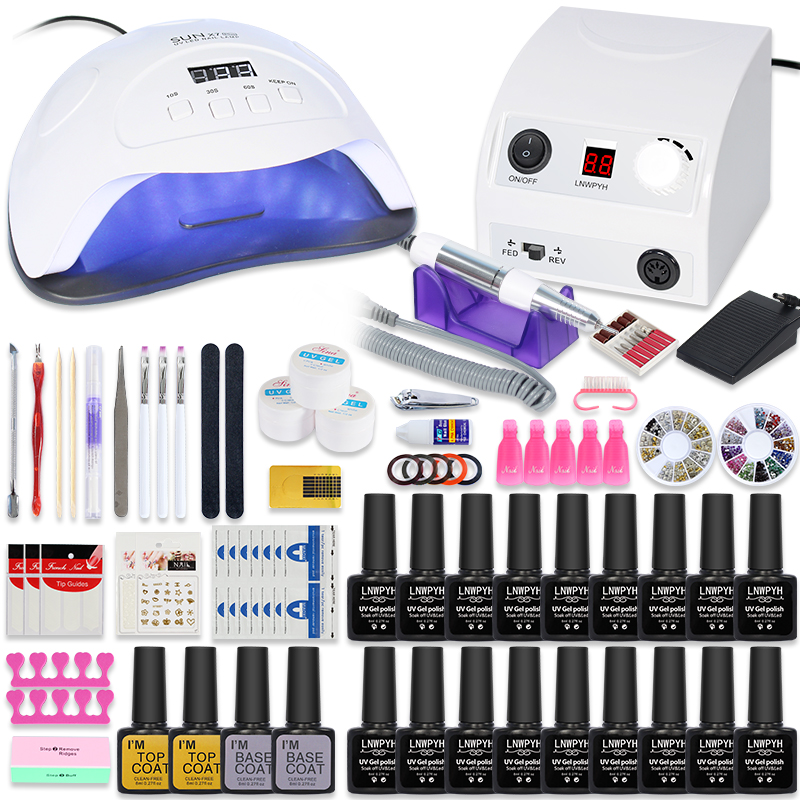 

Manicure Set Nail dryer Nail Set 18/12/10 Color UV Gel Polish Kit Tools with Drill Machine files