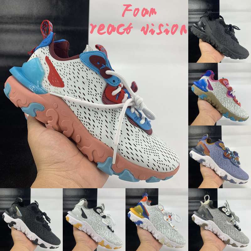 

New foam react vision running shoes triple black white Desert Oasis ice blue brown vast grey Photon Dust mens sneakers women trainers