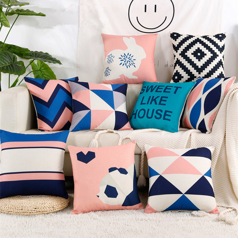 

45x45cm/17.7x17.7'' Geometirc Panda Linen Cotton Home Office Decorative Cushion Case Car Sofa Cushion Cover Throw Pillow Cover, 11
