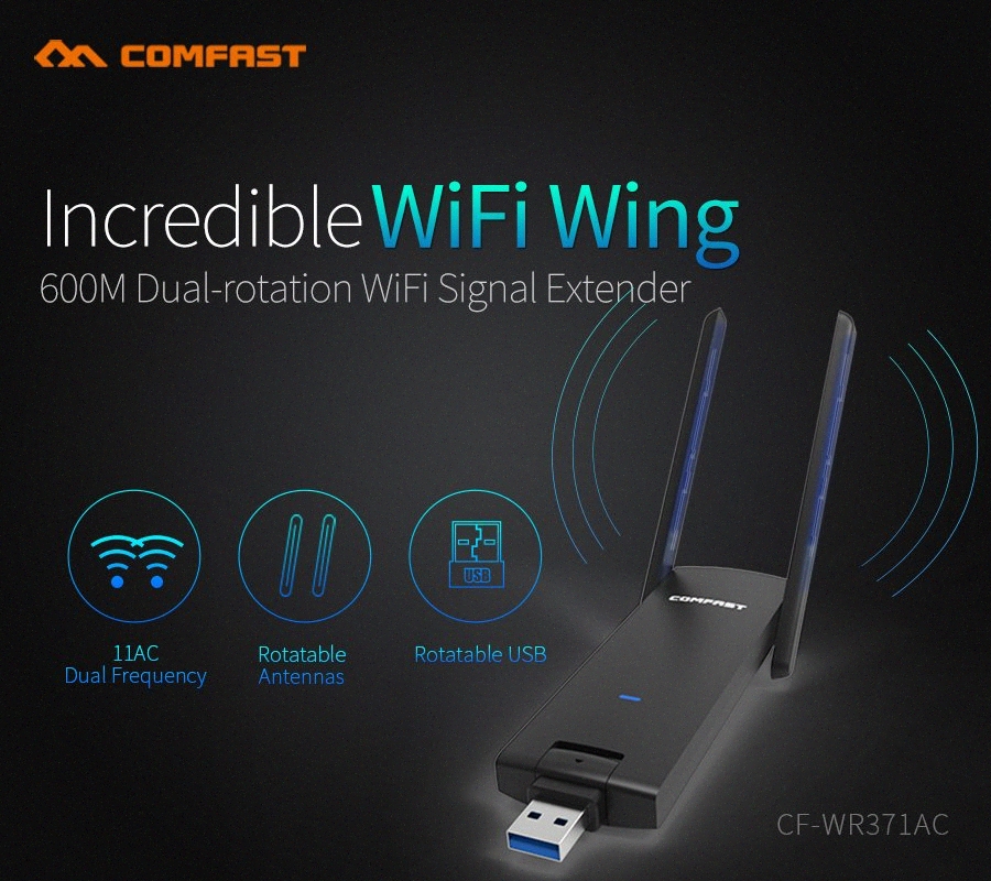 

Comfast 600M Dual Band 5G Wifi Antenna Wireless WiFi Extender USB Wireless Signal CF-WR371AC Oj1c#