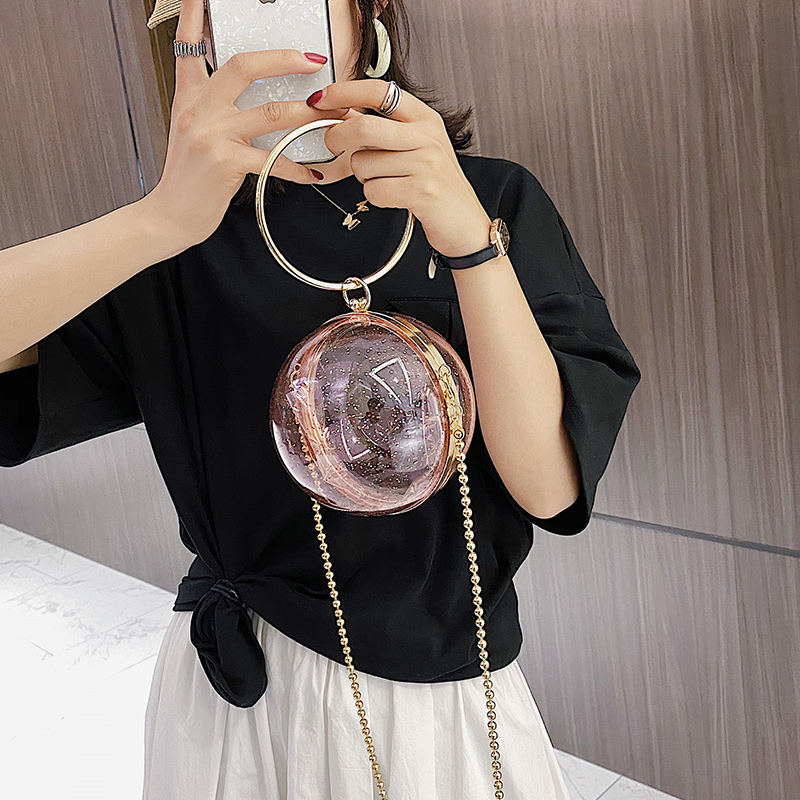 

Transparent Plastic Gold Ring Handle Fashion Women Handbag Shoulder Bag Party Purse Clutch Bag Evening Scarf Tote, Blue