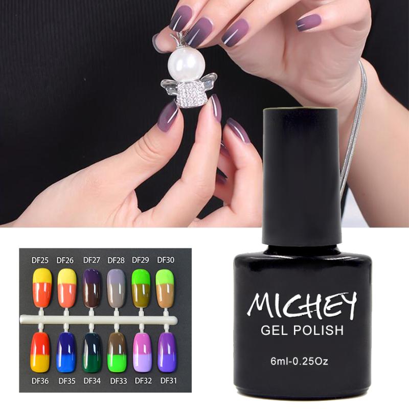 

MICHEY Color Changing Nail Polish Vernis a Ongle Qui Change De Couleur French Manicure Gel Set Nails Gel Professional(DF25~DF46, Df37