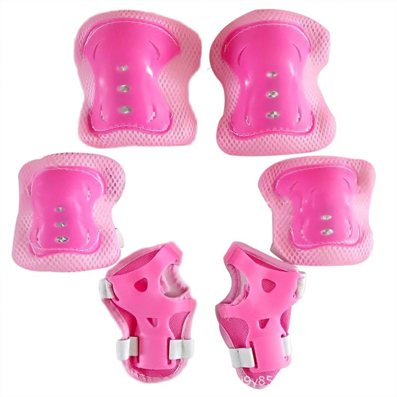 

6pcs Adult Kid Knee Elbow Wrist Pads Guards Protective Gear Set For Roller Skate Protective Pads Sport Gear, Pink