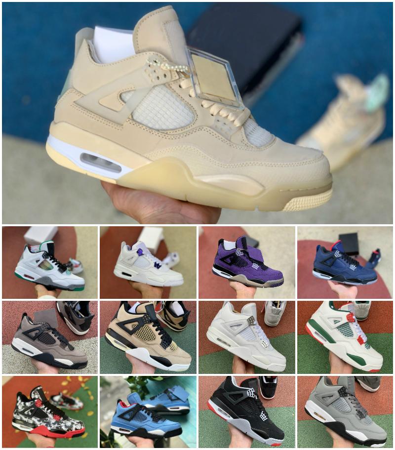 

New Sail 4 4s Black Cat White Cement What The Splatter Mens Basketball Shoes Cactus Jack Black gray Men Women Sports Sneakers