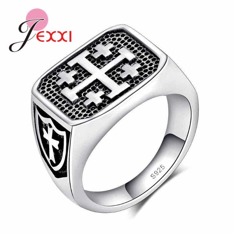 

Hot Sale Jewelry 925 Punk style 925 Sterling Silver Ring black Men Engrave jewelry Simple Style Wholesale Price
