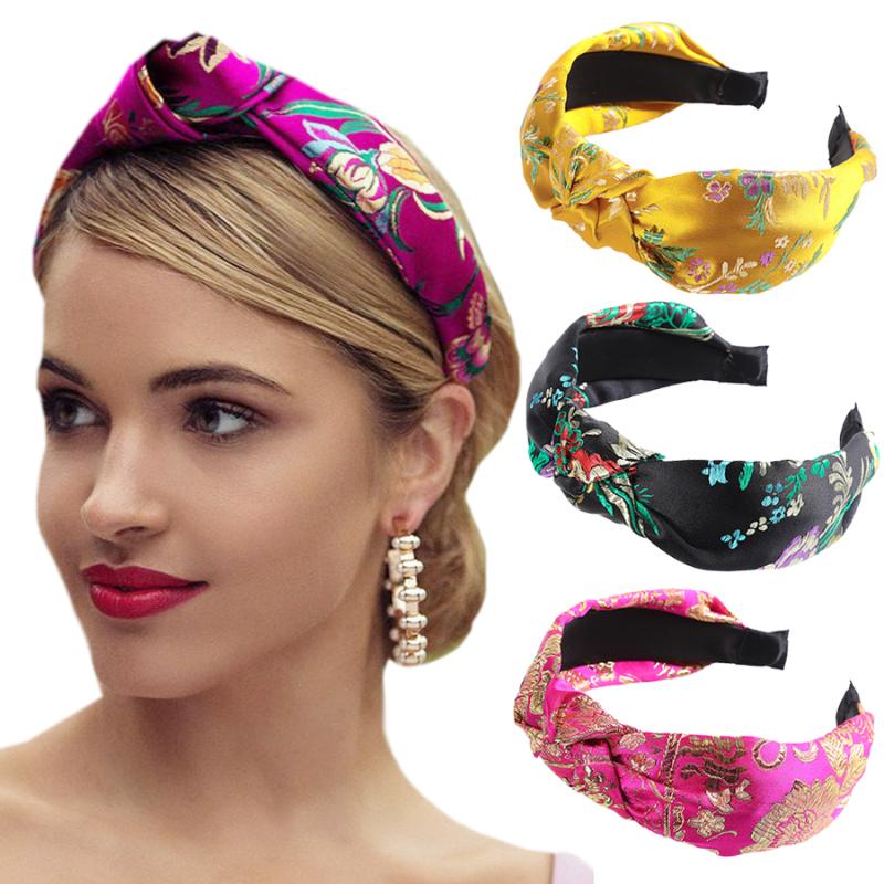 

Haimeikang Women's Headbands 2020 Vintage Hairbands Ethnic Bezel Embroidery Flower Head Band Knotted Hair Hoop Accessories