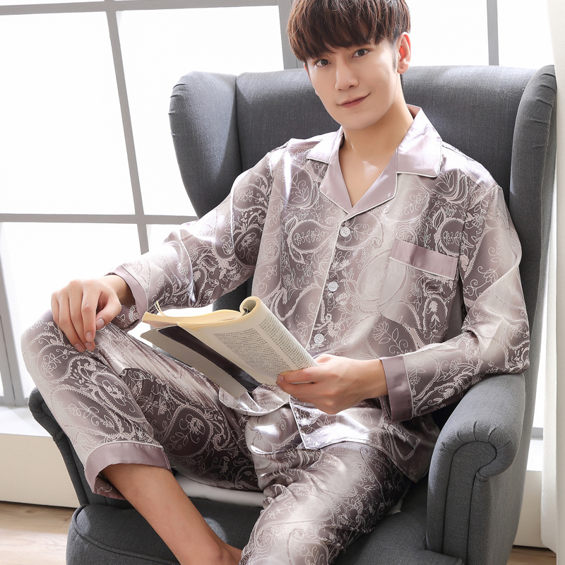 

men silk pajamas pyjama men night suit for satin pajamas Sleepwear Leisure homewear suit plus size lounge pyjamas homme, Q20