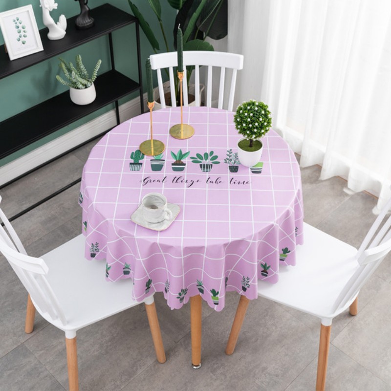 

PVC Printed Table Cloth Waterproof Oilproof Round Tablecloth Table Cover For Home Restaurant Nordic Room Decor T419
