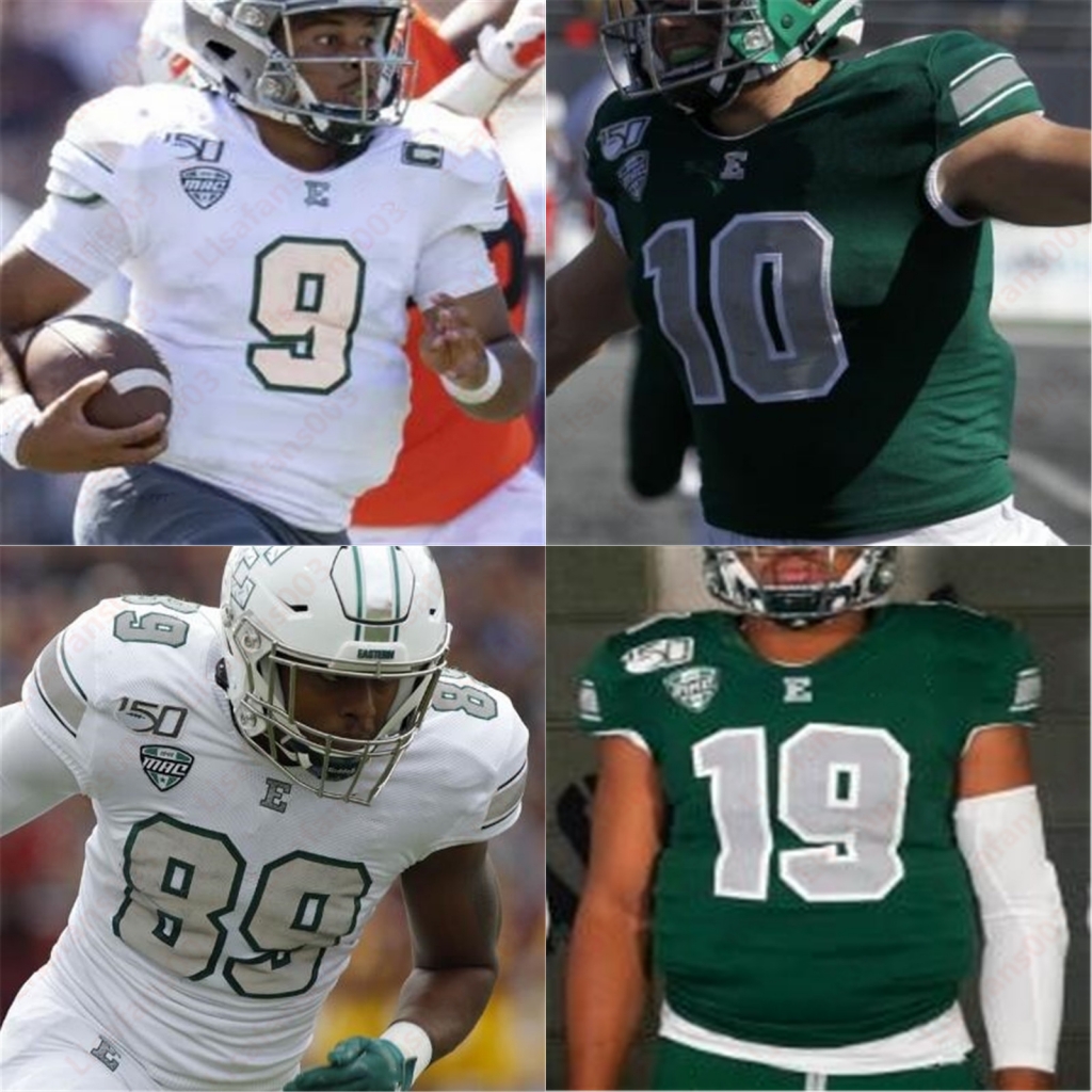

EMU Eastern Michigan jersey Eagles Bryson Cannon Quian Williams Dylan Drummond Blake Banham Tyler Wiegers Line Latu stitched football, White