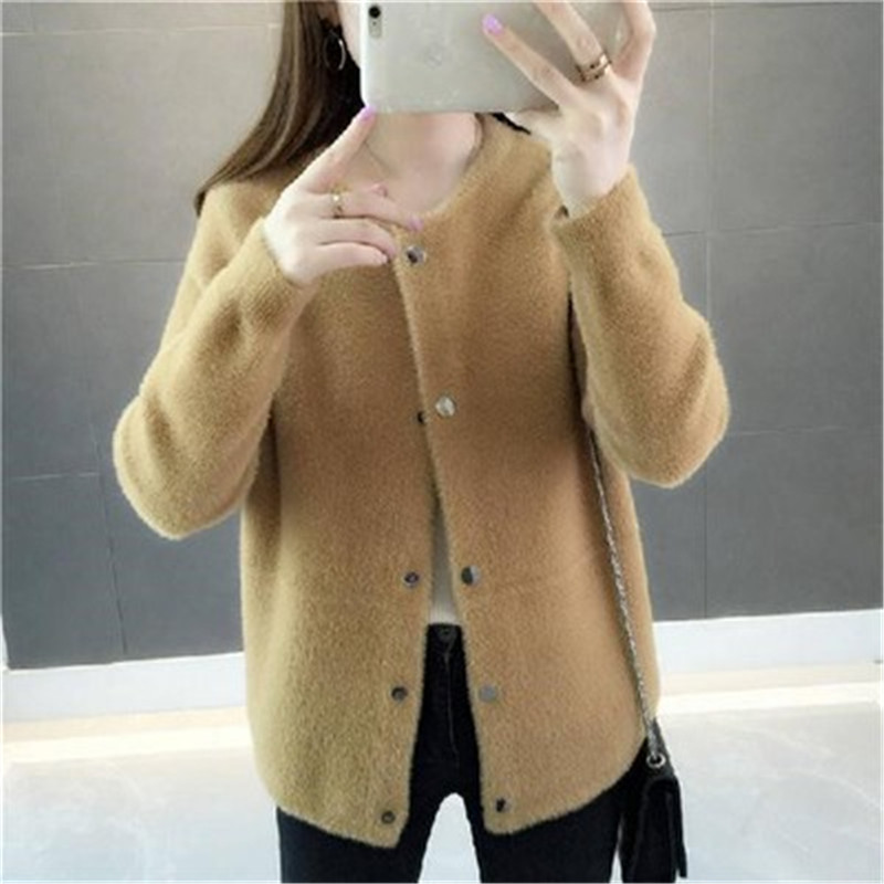 

autumn and winter sweater coat 2020 new women' loose velvet long-sleeved cardigan PZ2438, Beige