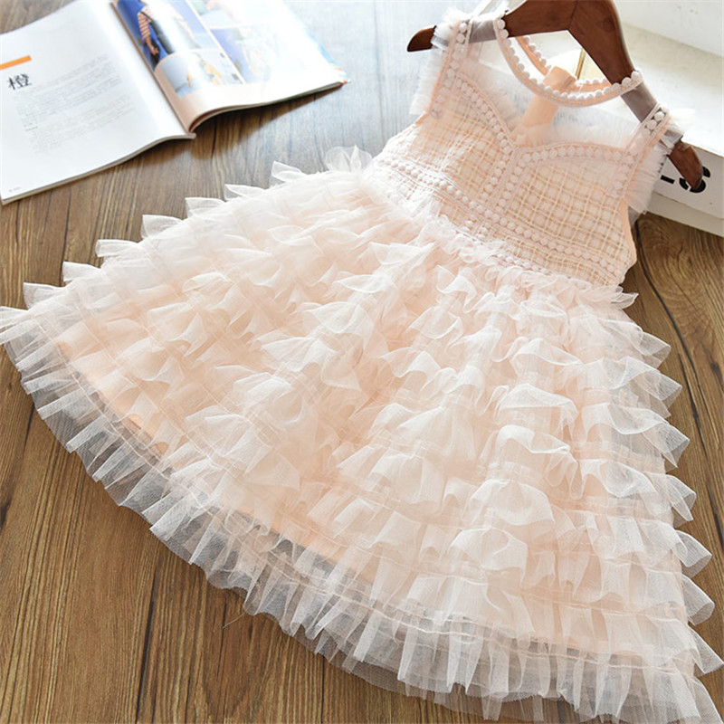 

Lace Layered Dress Summer Girls Wedding Dress Costume Kids Dresses For Girls Evening Birthday Party Ball Gown Clothes 3-8 Years