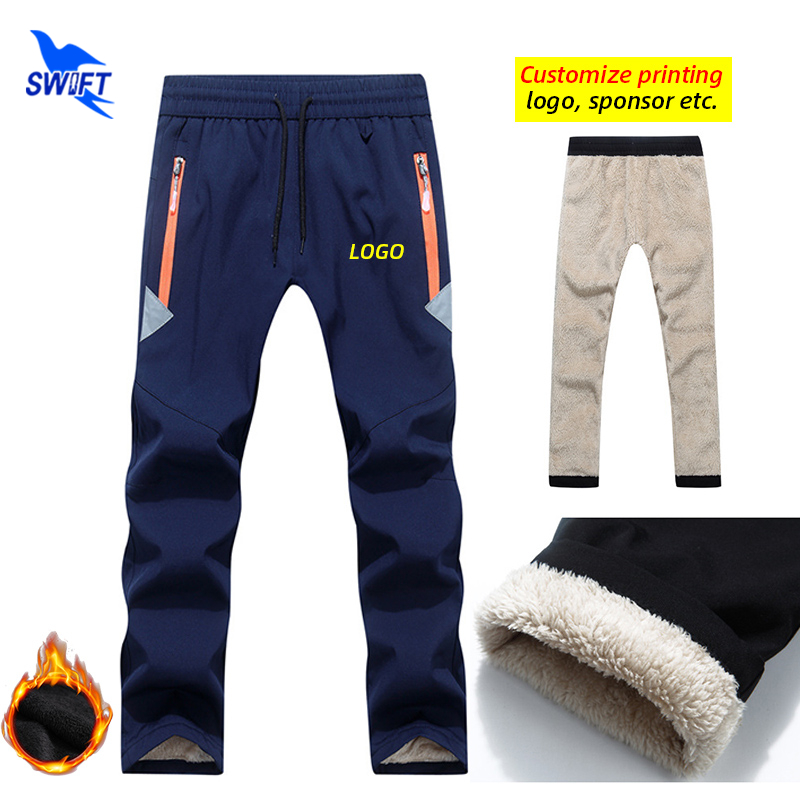 

Customize LOGO Long Thick Fleece Kids Softshell Pants Winter Boy Girl Waterproof Outdoor Camping Hiking Skiing Sports Trousers, Black