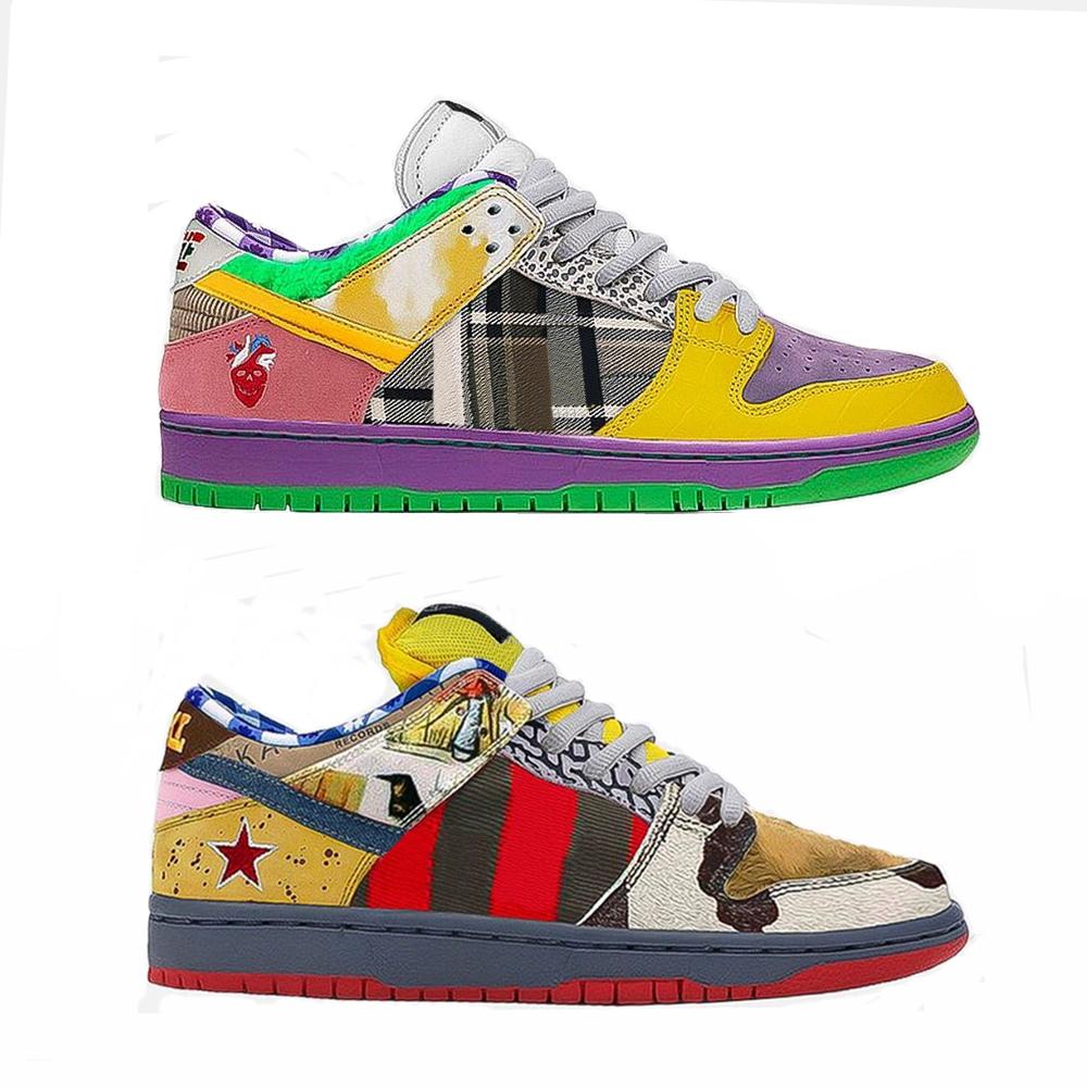 

With box 2020 What The Dunk SB Low Mens Womens Running Shoes Lemon Wash Skateboard Sports Sneakers Trainers des chaussures zapatos