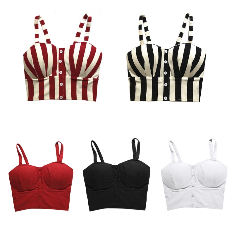 

Women's Sexy Spaghetti Strap Button Down Tank Top Striped Solid Shirt, White