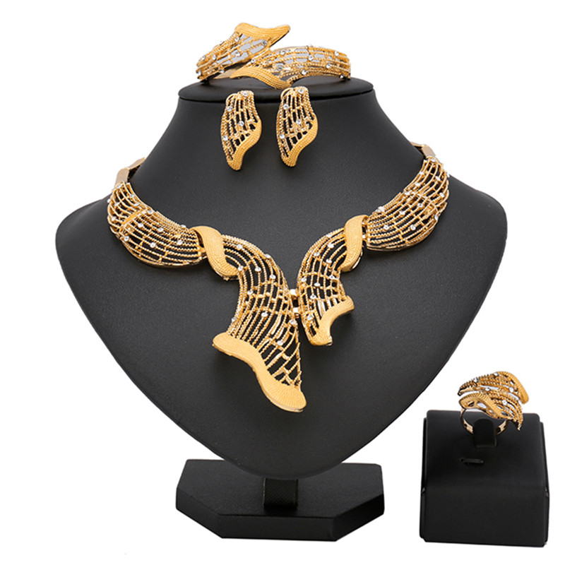 

Longqu 2020 nigerian wedding woman accessories jewelry set Wholesale italian Bridal jewelry set dubai gold designer, As pic