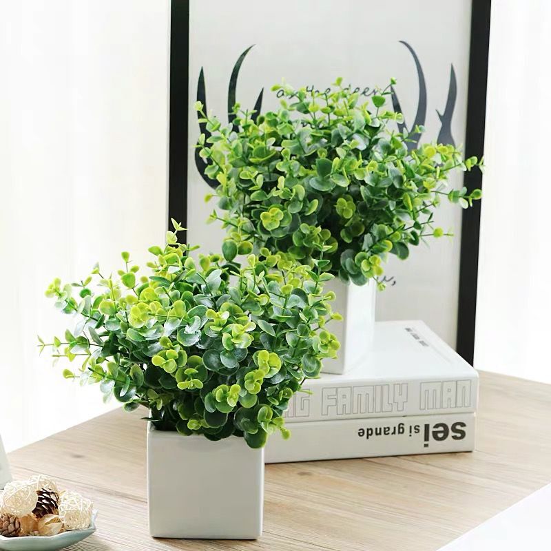 

1pc Artificial Grass Leaves Large Eucalyptus Leaf Plants Wall Material Decoration Fake Plant For Home Wedding Garden Party Decor, Olive