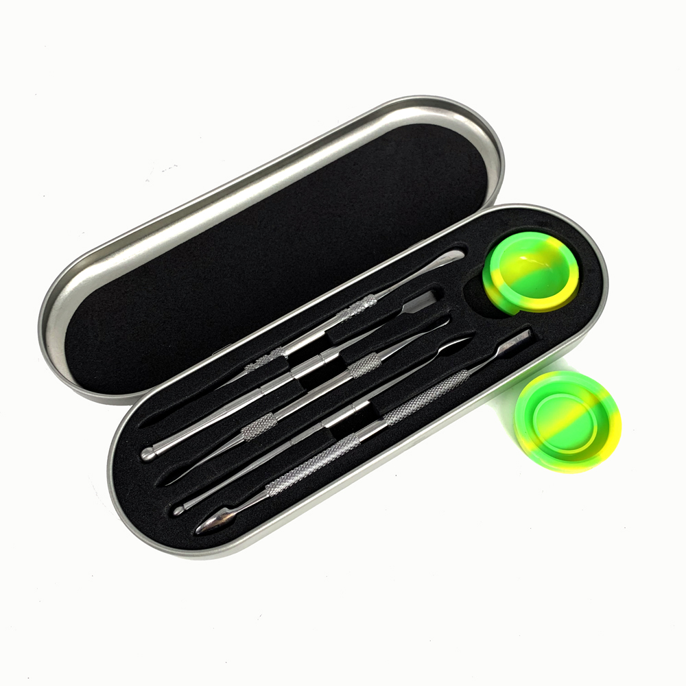 

New 5pcs stainless steel Dabber tool silicone jar wax container kit shovel wax vape pen Dab tool titanium nail dabbing oil rigs