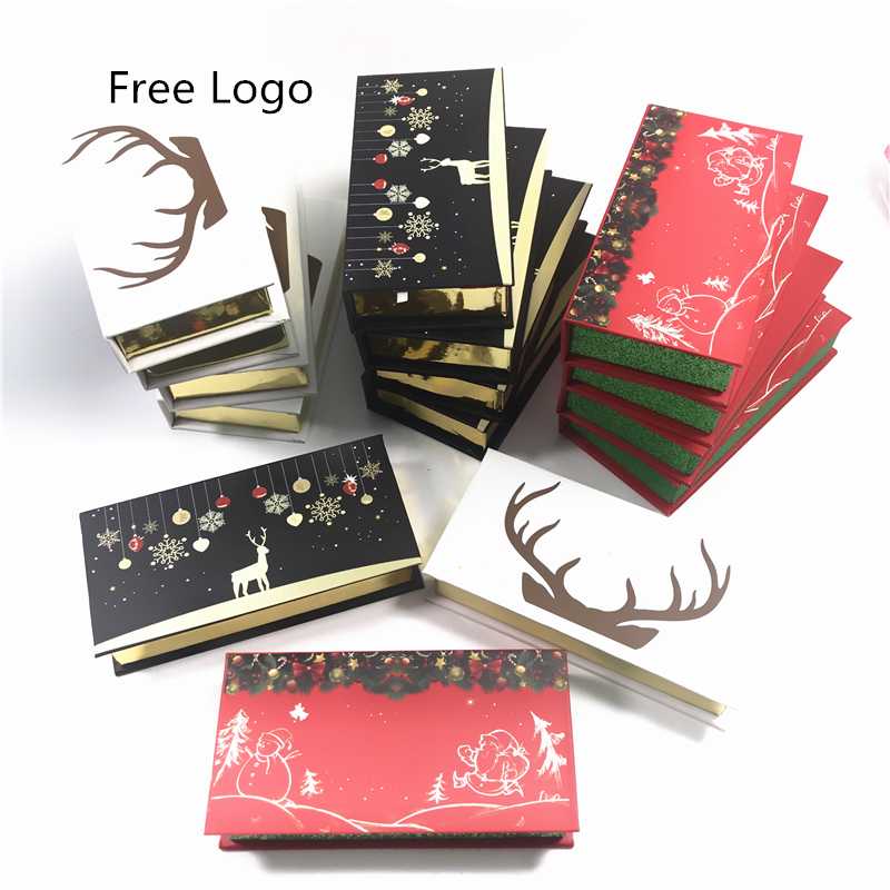 

wholesale 25mm Christmas false eyelashes packaging box fake 3d mink lashes boxes faux cils strip Rectangle magnetic case empty