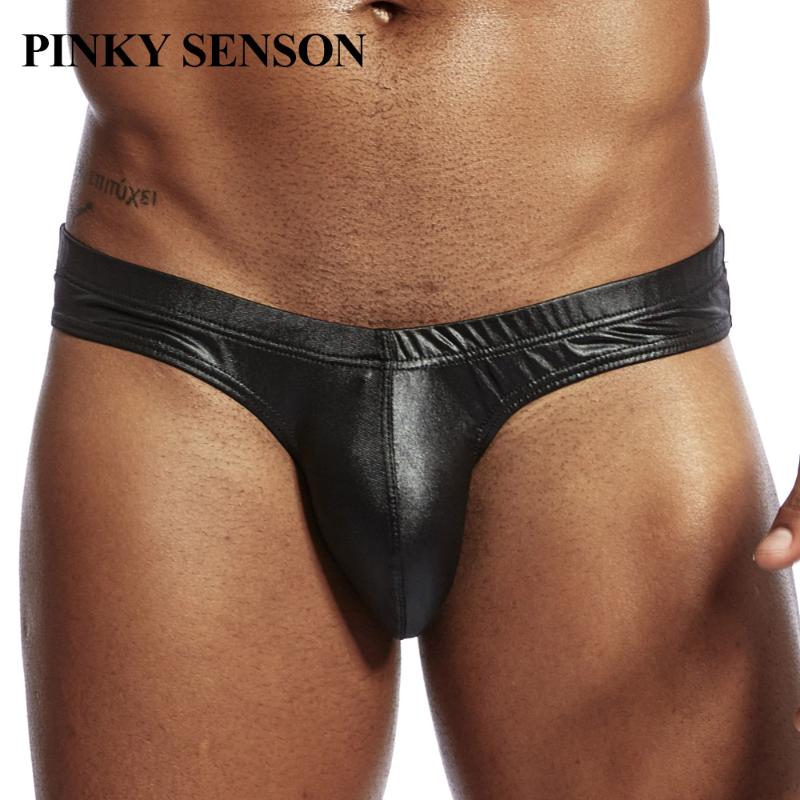 

Pinky senson Men briefs Underwear U Convex Pouch Sexy Men Slips Cueca Masculina Male Panties Gay Underpants Synthetic Leather b, Gold