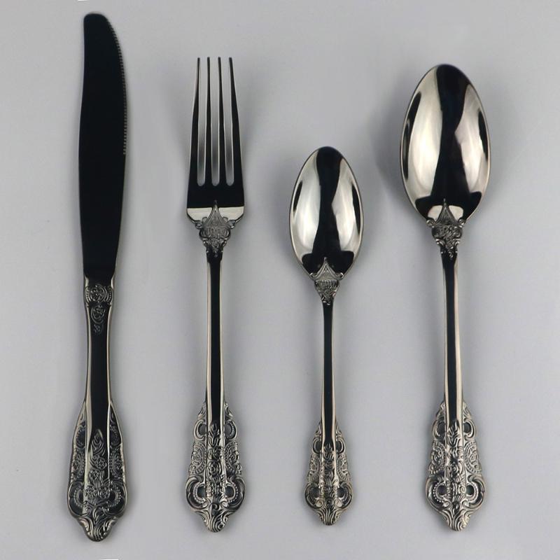 

Flatware Set Black Dinnerware Set Cutlery Tableware Silverware Western Fork Knife Drop Shipping 304 Stainless Steel