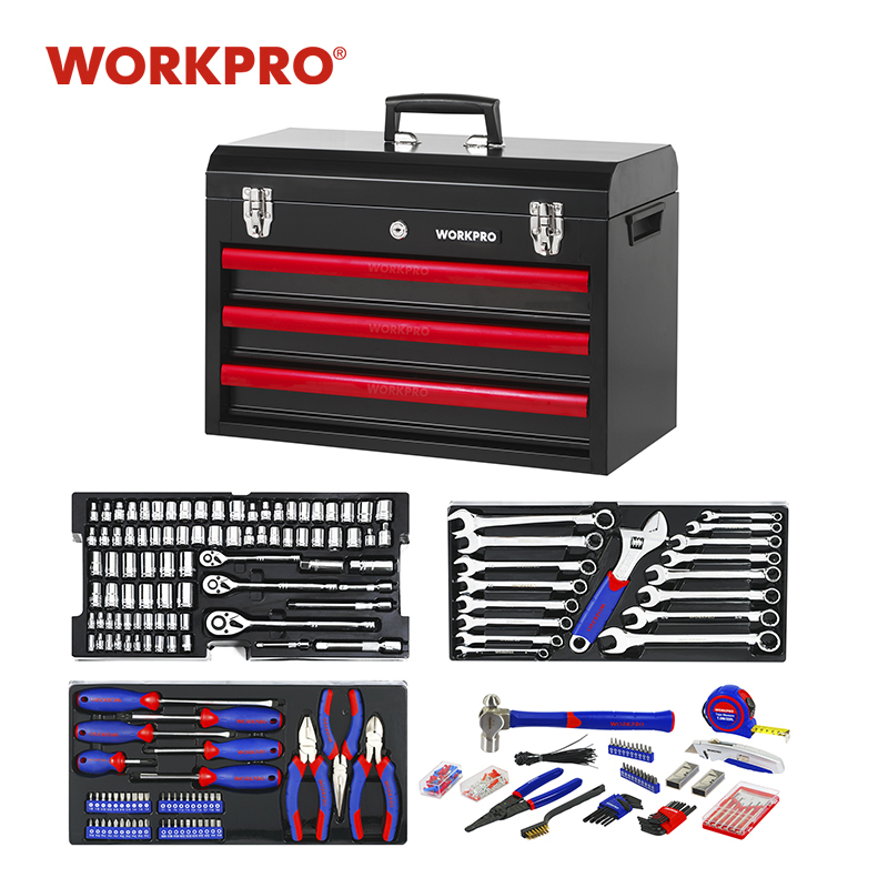 

WORKPRO 408PC Home Repair Tool Set Metal Tool Box Set Hand Tools Home kit