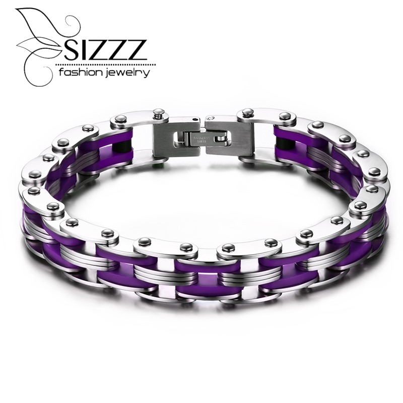 

Silicone Stainless Steel Bracelet Men Bangle Rainbow Color 316L Stainless Steel Clasp Bracelet Fashion For Men