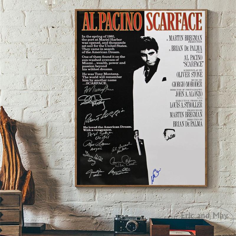 

Signature Movie Scarface Painting Poster Print Decorative Wall Pictures For Living Room No Frame Home Decoration Accessories