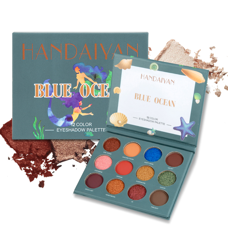 HANDAIYAN 12 colors Eye Shadow Palette Natural Shimmer Matte Eyeshadow Powder 12 Color Eye Makeup Pallete-image-574568675