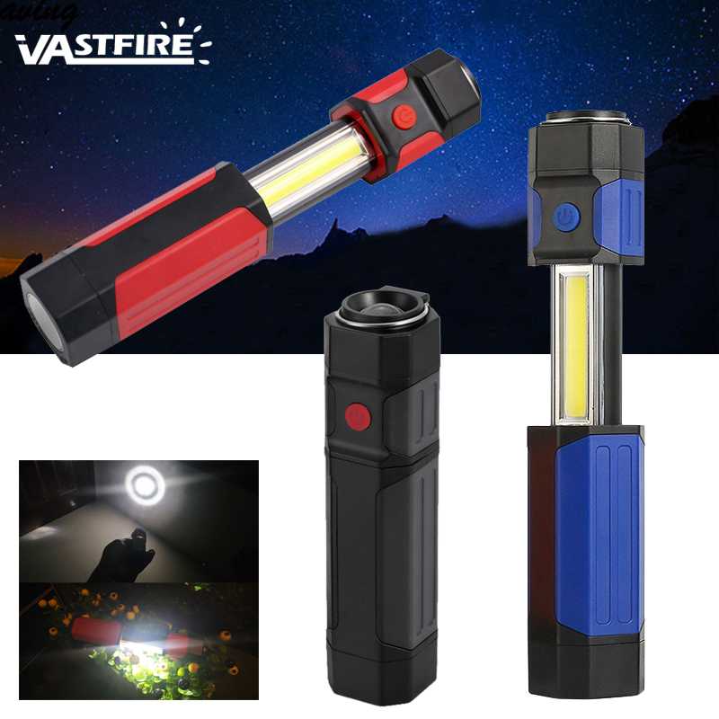 

3 Mode 3 color COB Rechargeable Work Light LED Magnet Folding Torch Lamp