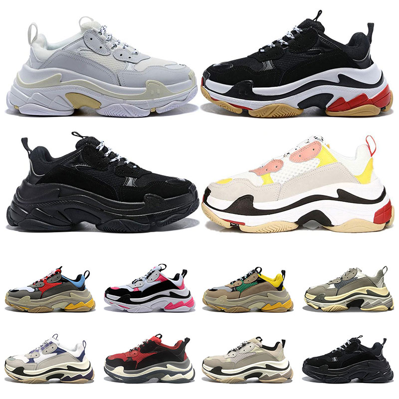 

2021 New Triple S Mens Sneakers Casual Womens Running Shoes Black White Pink Cool Grey Purple Bred Sports Tennis Trainers Size 36-45