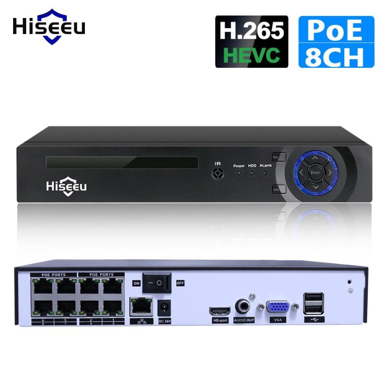 

Video Surveillance H.265 PoE NVR 4/ 8Channel For HD 1080P 4MP 5MP IP Camera PoE NVR 48V 802.3af ONVIF 2.0 hiseeu DVR