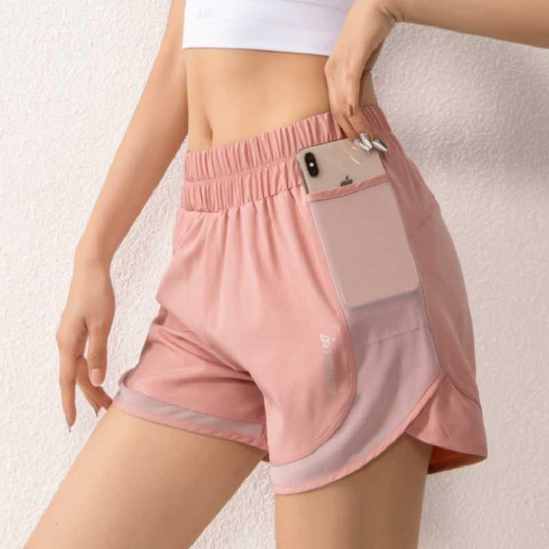 

Women Gym shorts side pocket running shorts breathable quick dry yoga women workout fitness sportwear, Black