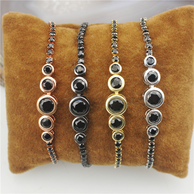 

10pcs/lot Fashion colorful cz bracelet,adjustable black cubic zircon jewelry ,popular women bracelet wholesale