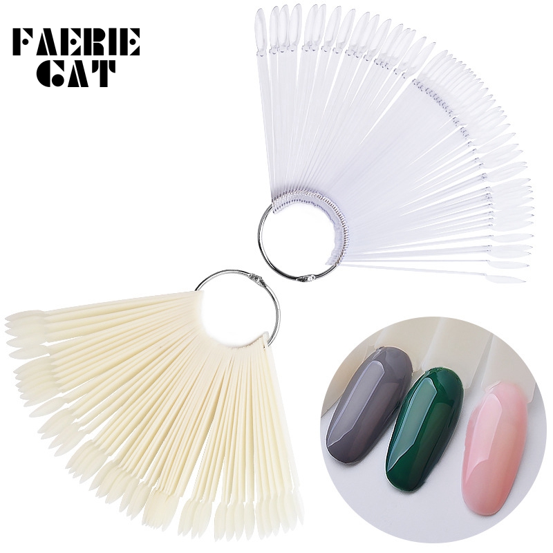

50Pcs Clear/Natural False Nails French Style Acrylic UV Gel Fan Shaped Round Head Fake Nail Art Tips Polish UV Gel Display Tools, Transparent