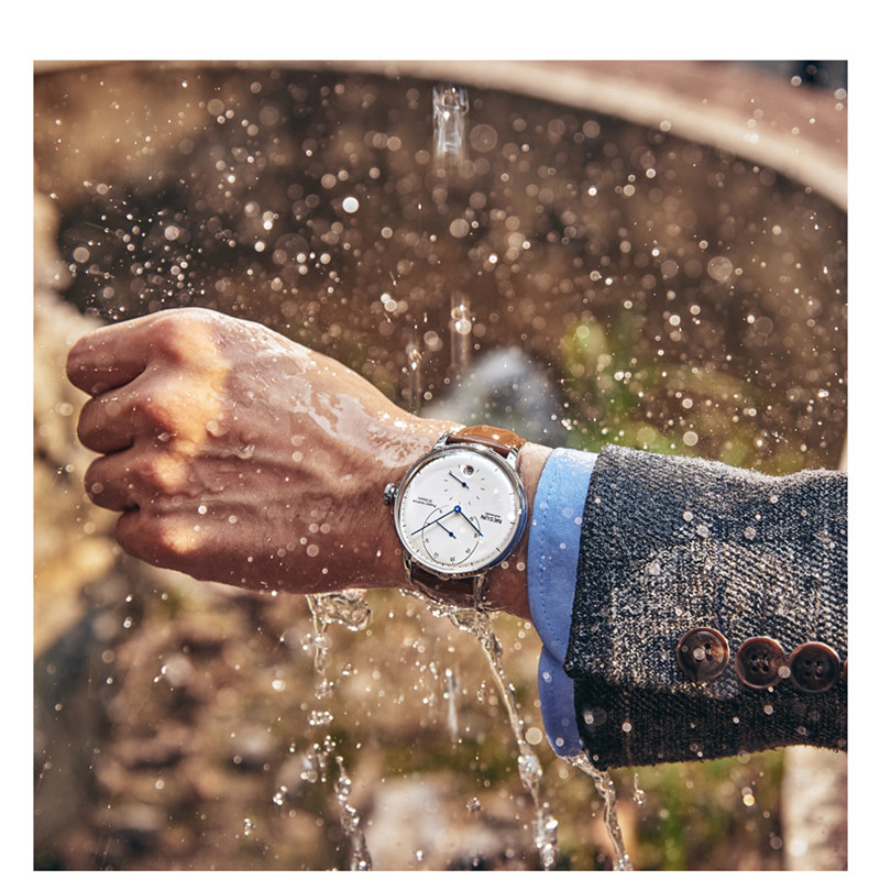 

Elegant British Wind Men Automatic Business Wrist watch New Fashion 2.5D Curved Glass Minimalism Mechanical Watches Self-winding, Silver white face