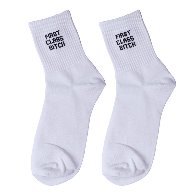 

1 Pair of Unisex Letter Cotton Socks Ribbed Knit Ankle High Crew Sport Socks