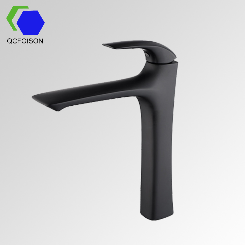 

QCFOISON bathroom sink black waterfall faucets brass health basin faucet modern designer luxury water tap Chrome plating mixer