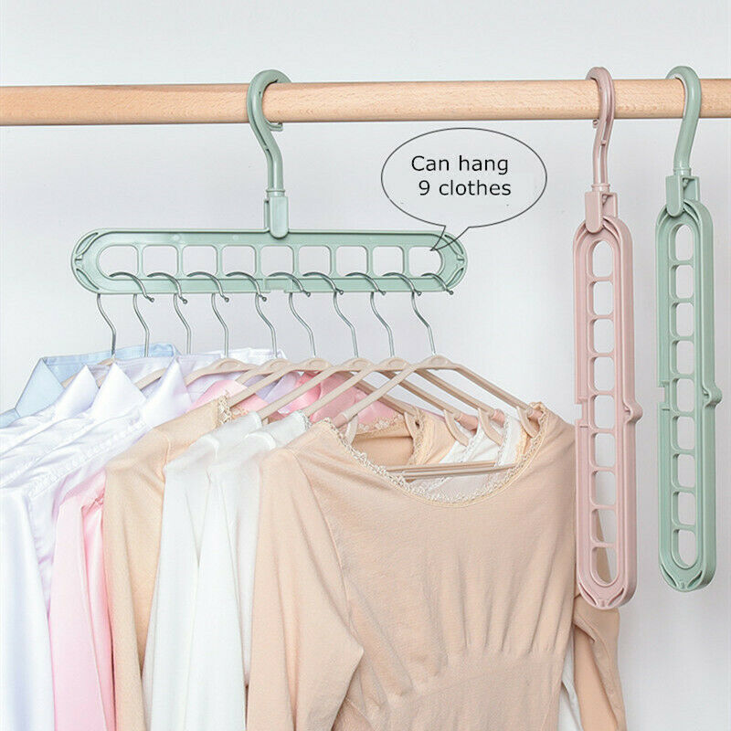 

9 Holes Multi-fuction Wonder Closet Space Saver Organizer Hot Sale Rotatable Plain Colour Clothing Storage Magic Hanger