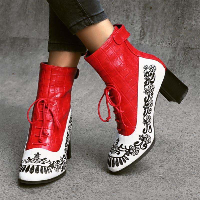 

2020 New winter shoes women's ankle boots rome high heels mixed color casual party shoes women's riding boots size 43, Black