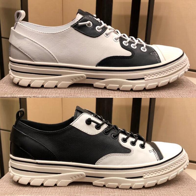 

2020 Fashion Mens Shoes Black And White Splicing First Layer Of Cowhide And Sheepskin Lining All Go With Casual Shoes