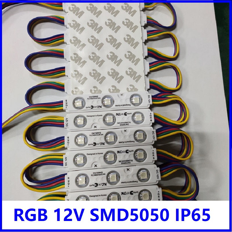 

RGB Led Module 0.75W Sidelight Backlight AD Banner SMD 5050 DC 12V 75*15mm
