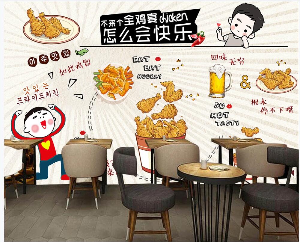 

3d photo wallpaper custom mural on the wall European and American fried chicken beer restaurant bar photo wallpaper in the living room, Non-woven wallpaper